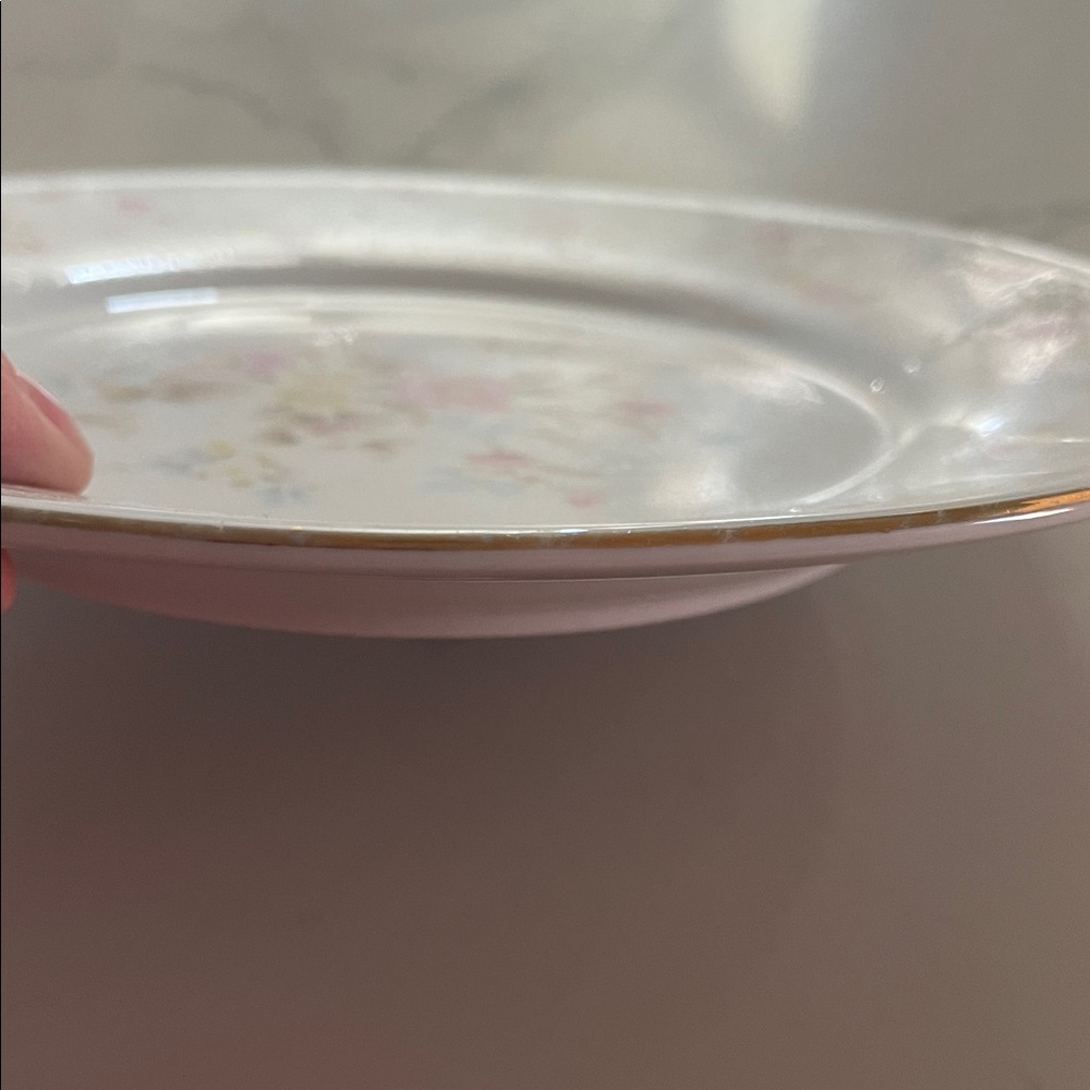 Vintage Floral Plate and Bowl Set (7.5”) - Pink and Cream Fine China - Picture 3 of 7